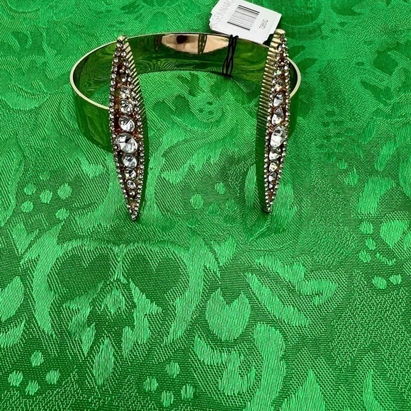 Gennaro Open Cuff Bracelet Gold Tone with Rhinestone - Picture 1 of 11